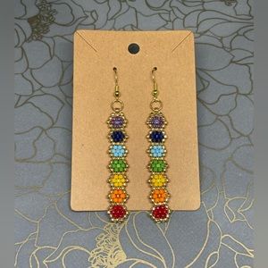 7 chakra beaded flower earrings